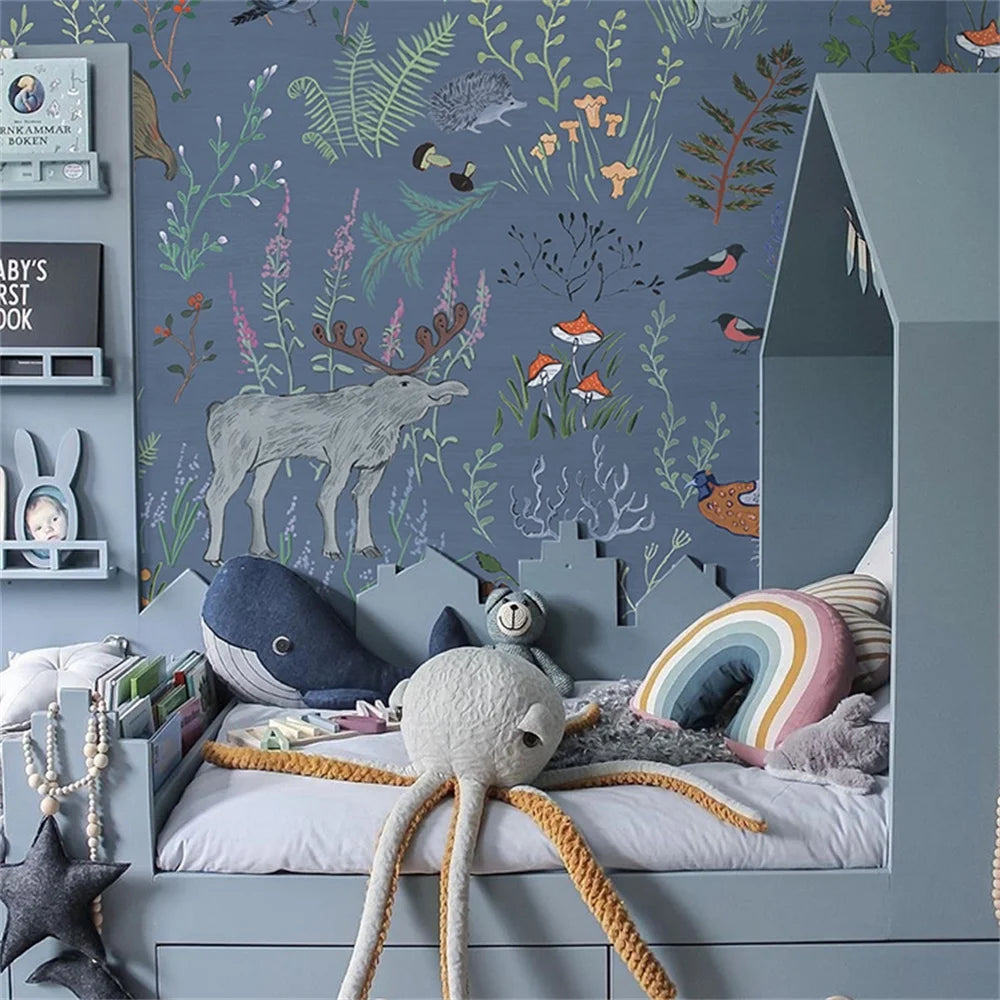 custom Animal floral American wallpaper for children's room Nordic boys and girls bedroom warm Milu deer wall paper wall cloth