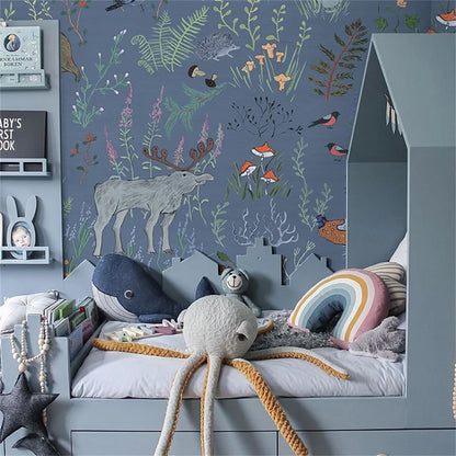 custom Animal floral American wallpaper for children's room Nordic boys and girls bedroom warm Milu deer wall paper wall cloth