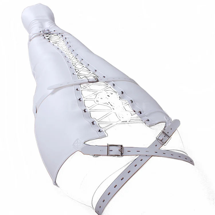 Soft PU Leather Headgear Mermaid Straitjacket Head Hood Body Harness Adjustable Leg Binder BDSM Restraint Sex Toy Slave Roleplay