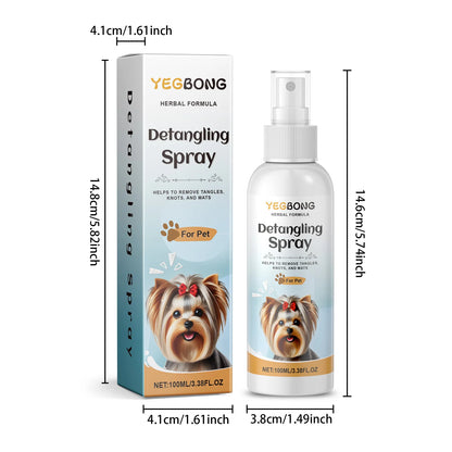 100ML Pet Detangling Spray Herbal Formula Smoothing Hair Remove Tangles, Knot & Mats Refreshing Maintain Pet Hair Grooming Spray