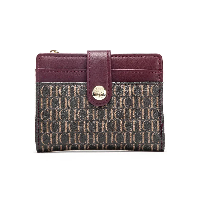 CH Luxury Brand Retro Design Business Card Bag Fashion Button Classic Folding Wallet Compact and Lightweight Women's Square Bag
