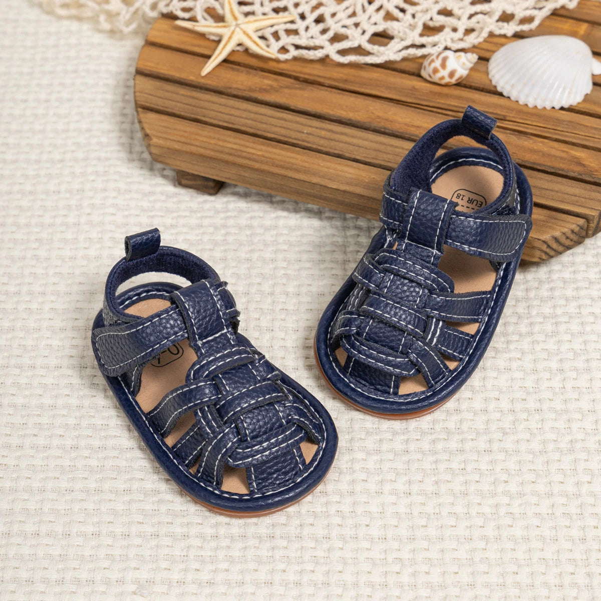 Summer Retro Unisex Baby Beach Sandals Wrap Toe Breathable Anti-slip Wear-resistance Braided Sandals Baby Toddler Shoes