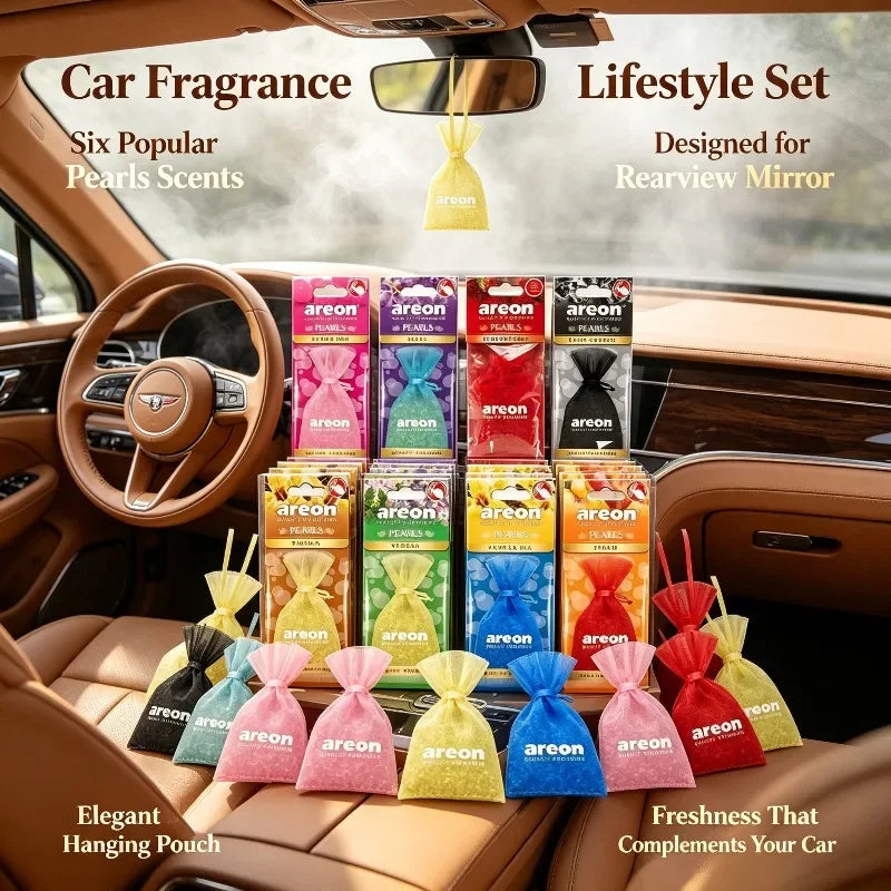 Areon Pearls Mesh Pouch Air Freshener Mixed Scent Bead‑Filled Hanging Fragrance Sachet 10‑40 Pcs
