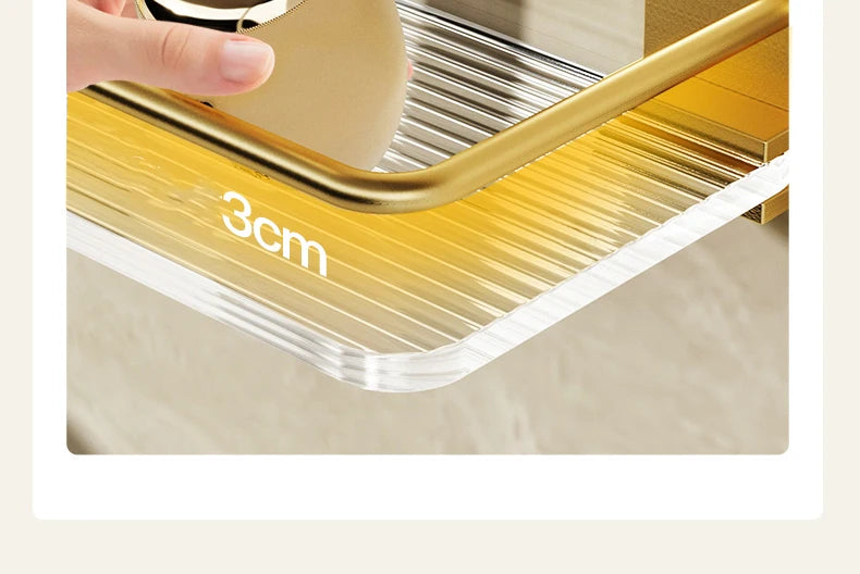 Punch-free Luxury Bathroom Shelf Shelves Wall Mounted Shampoo Cosmetic Storage Rack For Kitchen Holder Square Acrylic Organizer