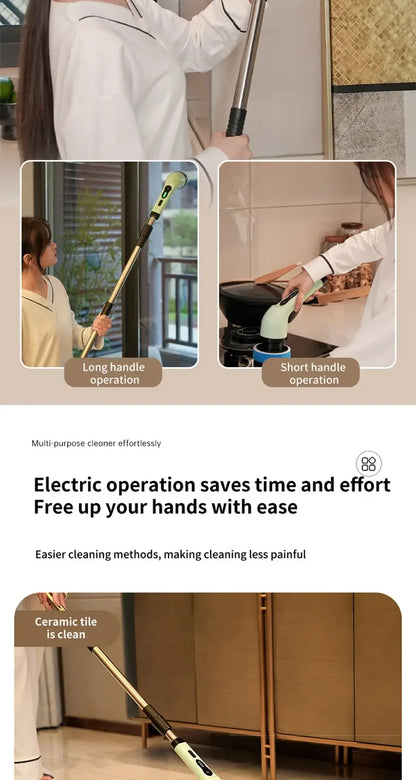 9-in-1 Wireless Rotating Electric Cleaning Brush - Household Multi-scene Scrubber for Bathroom, Kitchen & Toilet Deep Cleaning