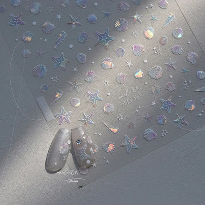 Shiny Blowing Bubble Nail Decorations Stickers 5D Shell Light Love Cat Bubble Transfer Slider Sticker DIY Summer Manicure Decals