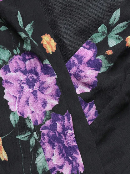 TOLEEN 2024 New Spring Summer Casual Elegant Formal Party Maxi Dresses Plus Size Women's Floral Print V-Neck Long Sleeve Dress