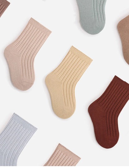 MILANCEL New Autumn Kids Socks Girls Solid Color Mid Tube Socks Children Sock 5 Pairs a Lot