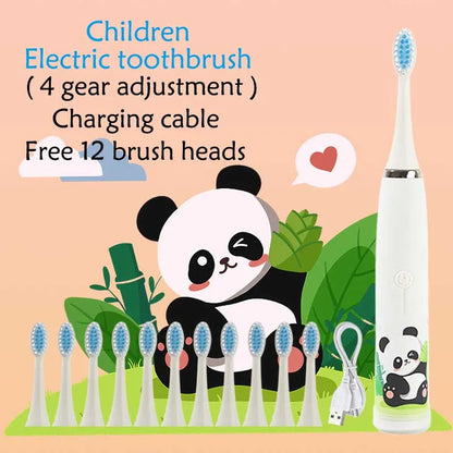 Kids Sonic Electric Toothbrush Rechargeable Smart Timer Colorful Cartoon Teeth Whitening Portable USB Charging  Tooth Brush