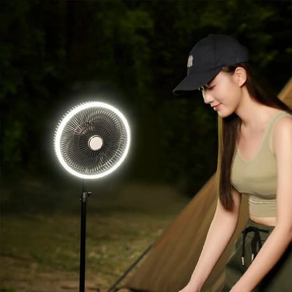 KINSCOTER 10000mAh Outdoor Camping Fan, 11inch Large Ceiling Fan with LED Lighting, Multifunction Air Circulator Cooler Fan