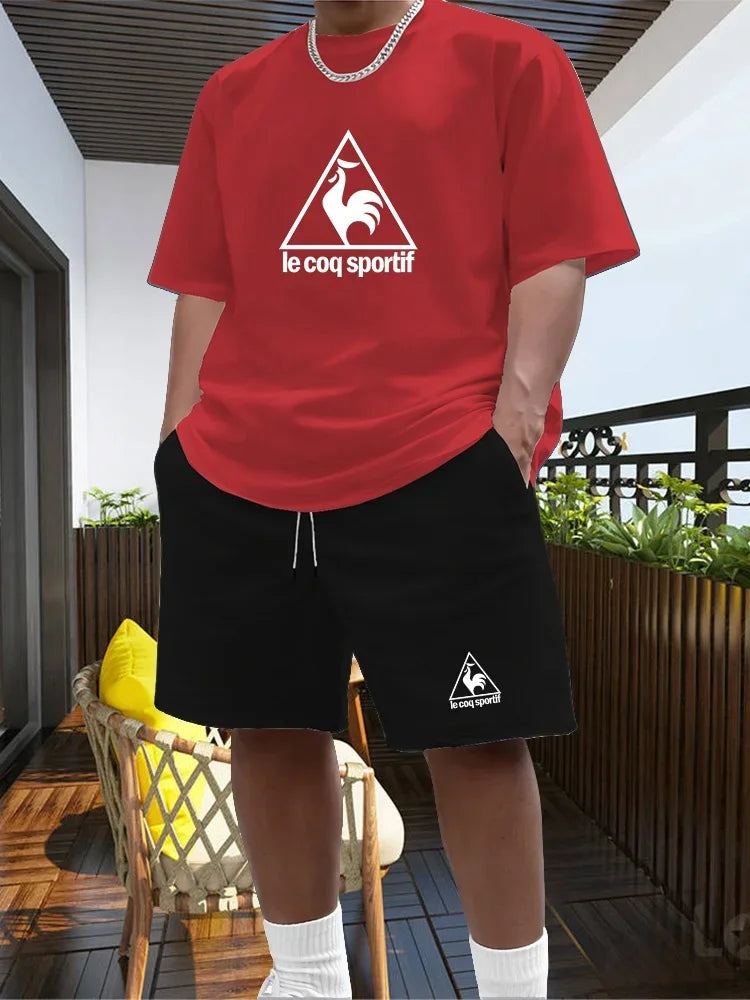 Men's Two-piece Sportswear Short Sleeved T-shirt and Pants Set Running and Fitness Sportswear 2026 Summer Big Discount