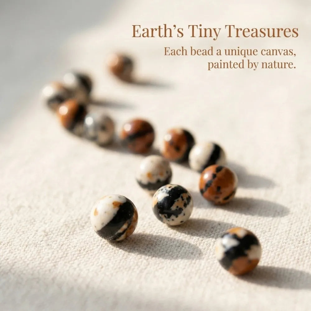 38/46/63/90Pcs 4-10mm Loose Stone Beads Polished By Hand Real Stone Rain Colored Stones Round Black White Spacer Beads Earrings