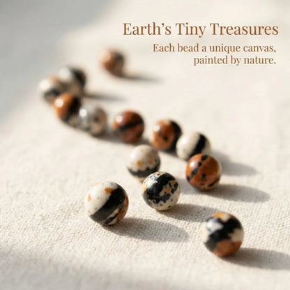 38/46/63/90Pcs 4-10mm Loose Stone Beads Polished By Hand Real Stone Rain Colored Stones Round Black White Spacer Beads Earrings