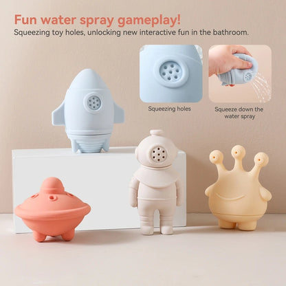 Baby Bath Toys Animal Silicone Cartoon Astronauts Play With Water Toys No BPA Swim Bathroom Baby Silicone Sprinkler Bathtub Toy