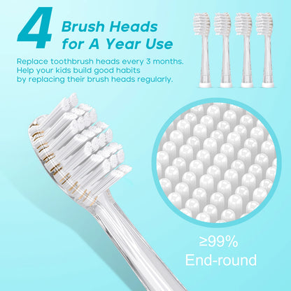 Seago Replacement Brush Heads for SG-2139, SG-513, and SG-977 Electric Toothbrush - Soft Bristles, Pack of 4 (Model H923)