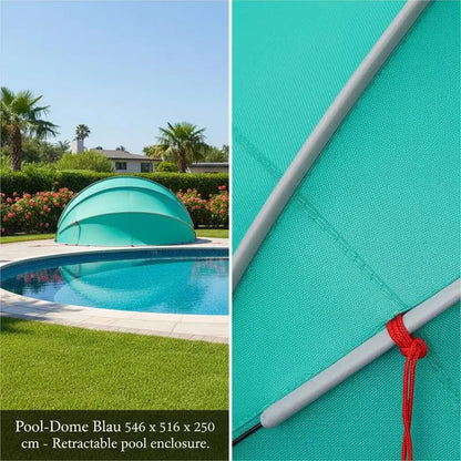 Blue Pool Dome 18×17×8.2 FT, Foldable Backyard Swimming Pool Shelter with UV-Resistant Cover, Summer Cooling & Water Protection for Garden