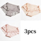 3pcs Lace Women's Panties French Seamless Underwear Female Ice Silk Briefs Solid Color Breathable Underpants Lingerie