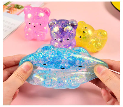 Fidget Bear Toy Squishys Glitter Gummy Bear Small Cute Animal Anti Stress Fidget Splat Decompressions Vent Squeeze Toys