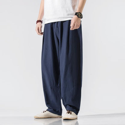 Men Clothes New Summer Japanese Casual Streetwear Harajuku Cotton Linen Baggy Pants Male Solid Oversized Bloomers Trousers M-5XL
