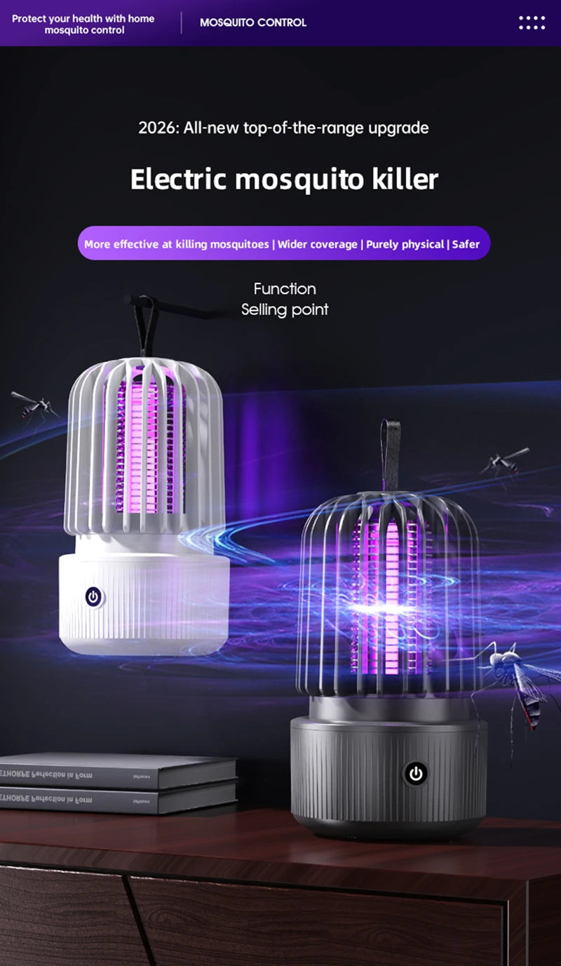 Lenovo Mosquito Killer Lamp Blue UV Light Attract Electric Shock 2-in-1 Bug Zapper 1200mAh Rechargeable For Patio Travel New