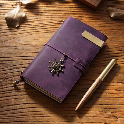 Fromthenon Leather TN Travel Notebook Handbook Diary First Layer Cowhide Diary Handbook Notes Handmade Loose-leaf Notebook