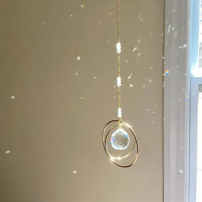 Suncatcher Hanging Crystal Moon Catcher Pendants Wind Chimes Rainbow Prism Window Drop Bell Christmas Tree Home Decor