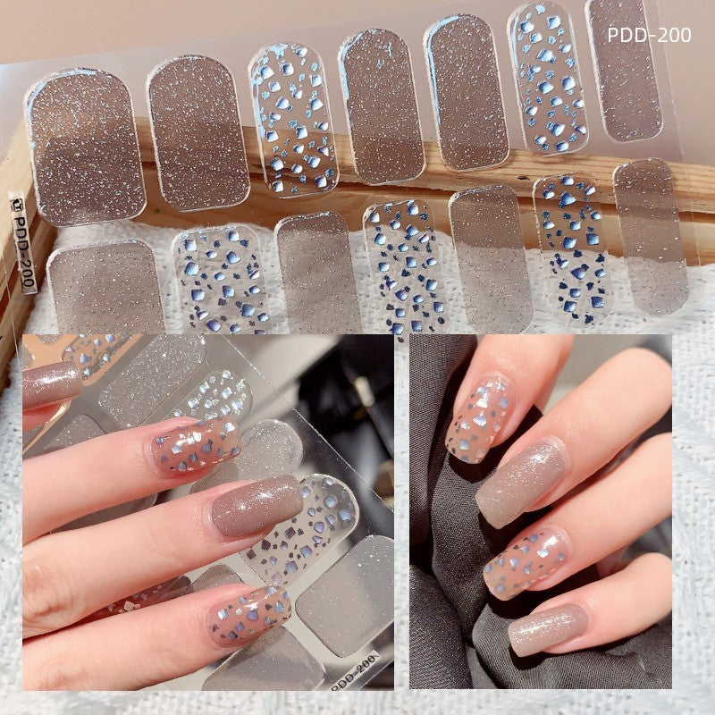 1PC Gel Nail Sticker Patch Slider Flower Gradient Color Back Glue Full Cover Waterproof Gel Nail Sticker UV Lamp Curing Manicur