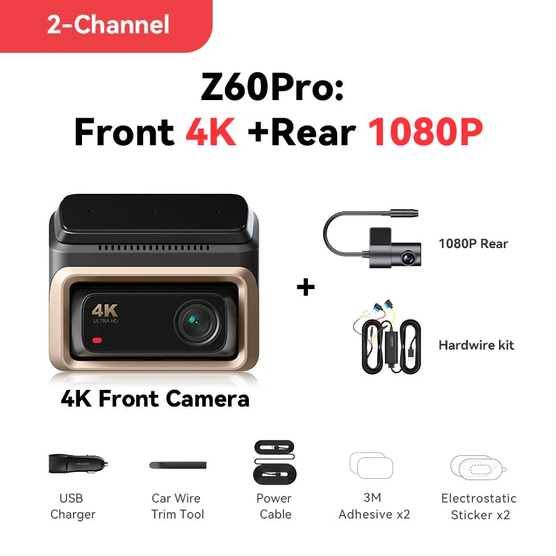 DDPAI Z60 Pro 4K Dash Cam Auto Dashcam Front GPS Car Camera for Dual SONY Sensor WiFi ADAS Night Vision DVR Video Recorder
