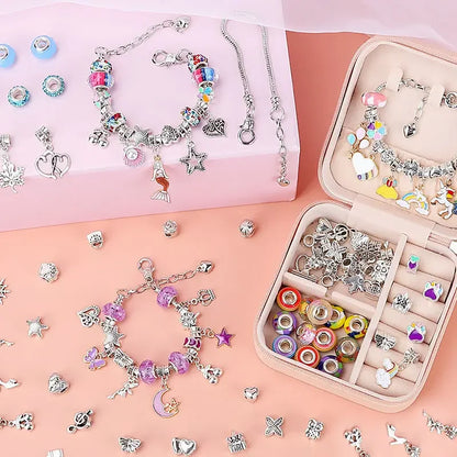 Diy Jewelry Making Kit Toys DIY Beaded Bracelet Set with Storage Box for Girls Gift Acrylic European Large Hole Beads Handmade