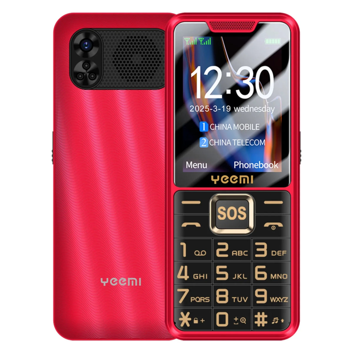 YEEMI K3 4G Feature Keypad Phone 2.6 Inch Dual SlM Big Button Loud Volume for Elderly 2500mAh FM Radio Hebrew Keyboard SOS Video