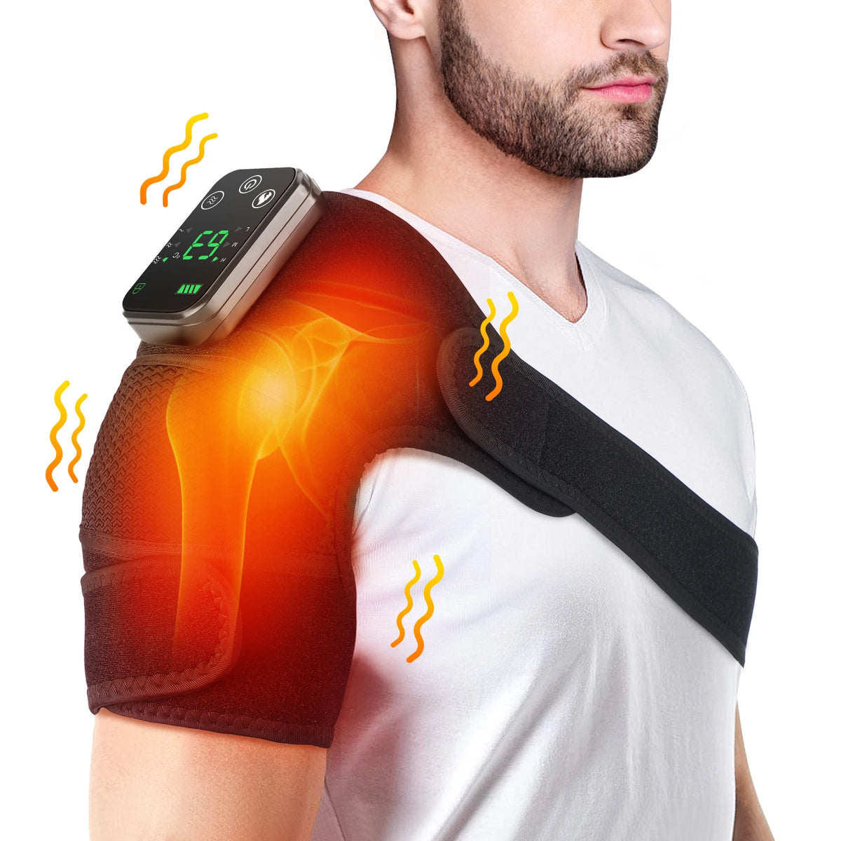 Electric Shoulder Massager Heating Pad Vibration Massage Support Belt Shoulder Thermal  Brace