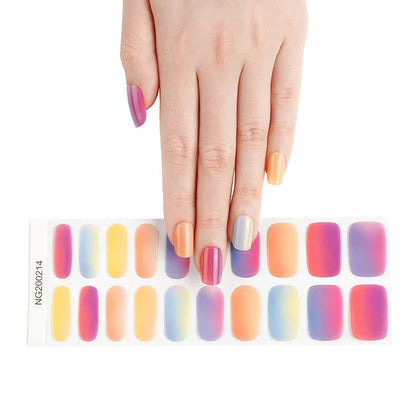 16/18/20Tips Semi-Cured Gel Nail Strips Adhesive Full Cover Stickers for Nails UV Lamp Need Press On Nails Fashion Manicure
