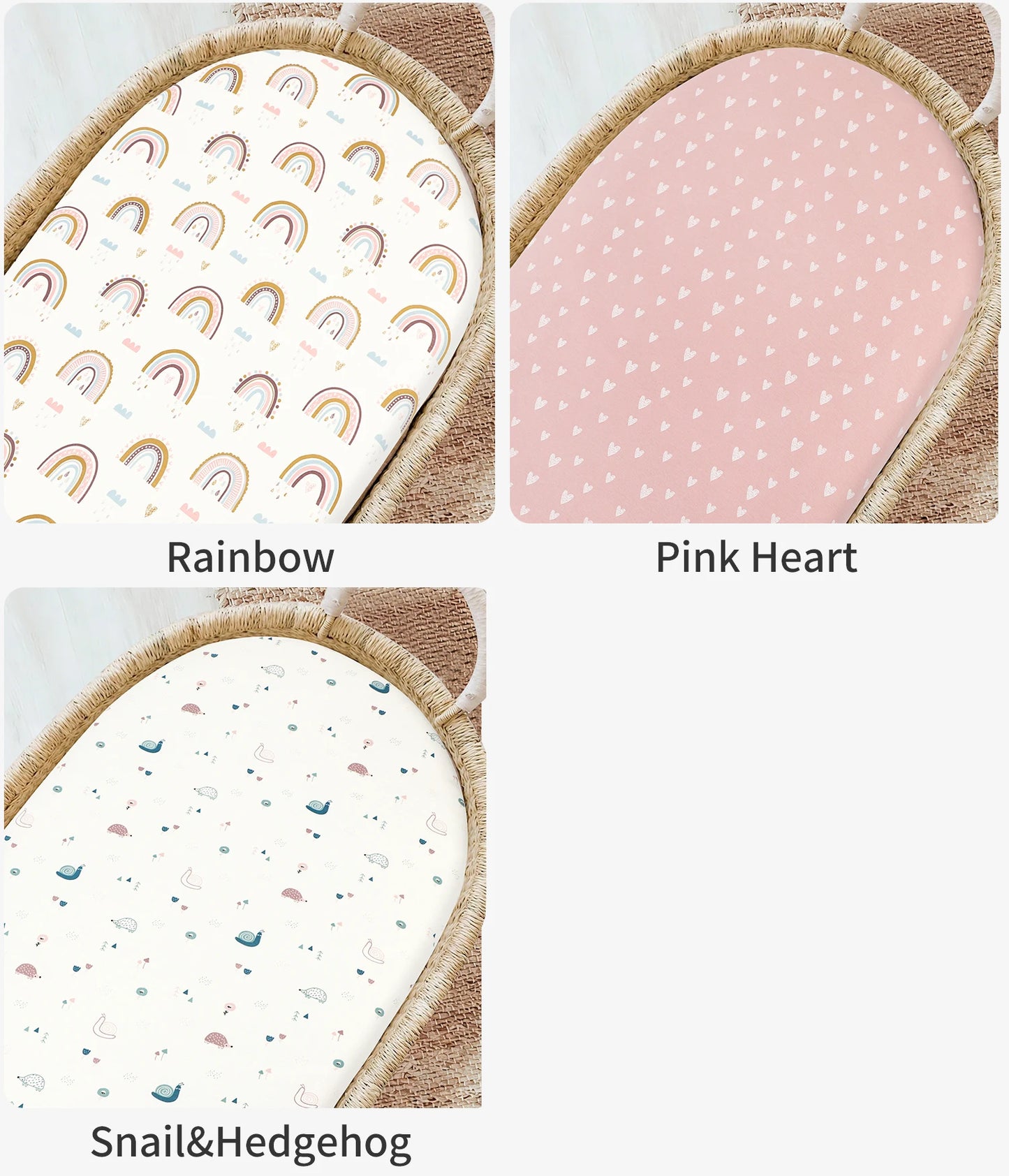 Cartoon Printed Crib Sheet Set Baby Bedding Toddler Mattress & Changing Pad Cover Polyester Cotton Fitted Bassinet Sheets