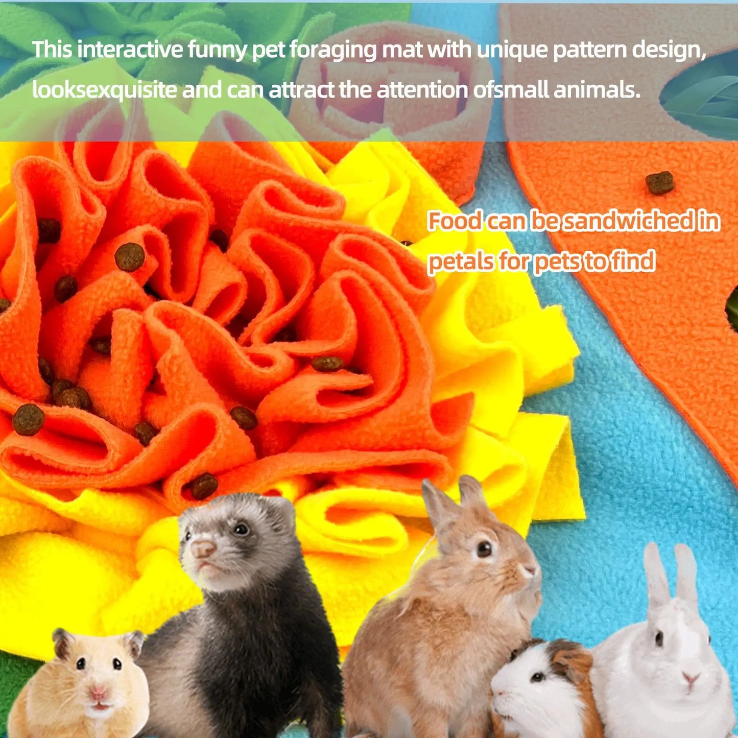 Small Pet Snuffle Mat, Rabbit Foraging Mat, Hamster Scent TrainingBlanket, Slow Feeder for Dogs &Rabbits