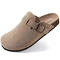 Shevalues Men's Suede Clogs Soft Leather Mules Men New Summer Men Cork Sandals Comfort Slip On Unisex Clogs With Arch Support