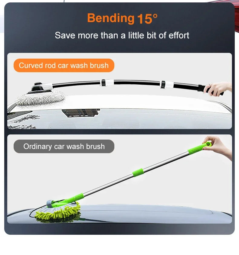 LEIBOO Car Wash Mop Cleaning Brush Telescoping Long Handle Cleaning Mop Retractable Bent Bar Car Wash Brush Auto Accessories Car Cleaning Tools