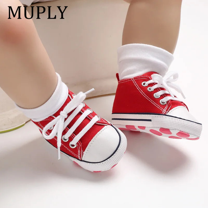 Print Star Sports Baby Canvas Classic Sneakers Newborn Baby Boys Girls First Walkers Shoes Infant Toddler Anti-slip Baby Shoes