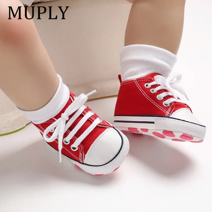 Print Star Sports Baby Canvas Classic Sneakers Newborn Baby Boys Girls First Walkers Shoes Infant Toddler Anti-slip Baby Shoes