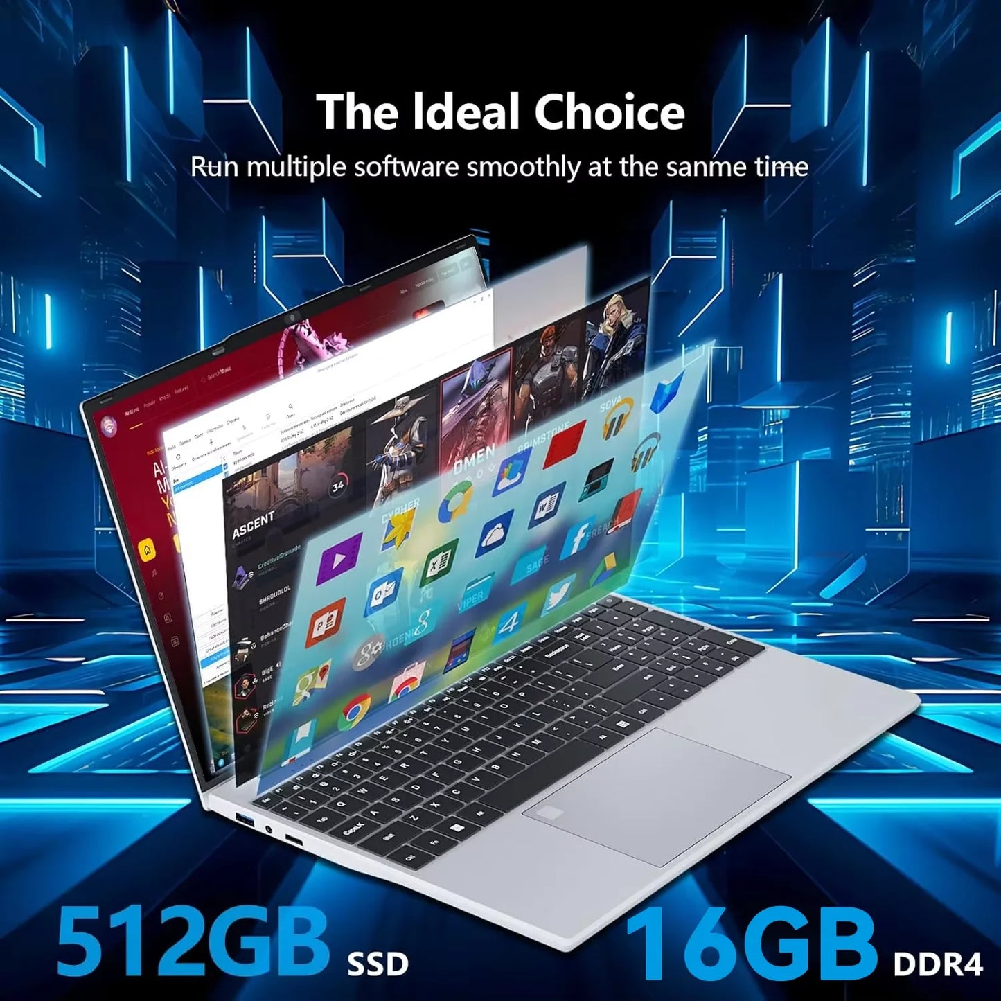 2026 Brand New Intel I9-9900 15.6 Inch Backlit Fingerprint Unlock Laptop Windows 11 Office Study Notebook Gaming Computer PC