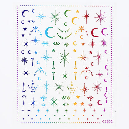 Black White Star 3D Nail Art Sticker Y2K Pentagram Self-Adhesive Decals Laser Shiny Glitters Starlight Manicure Ornaments Slider