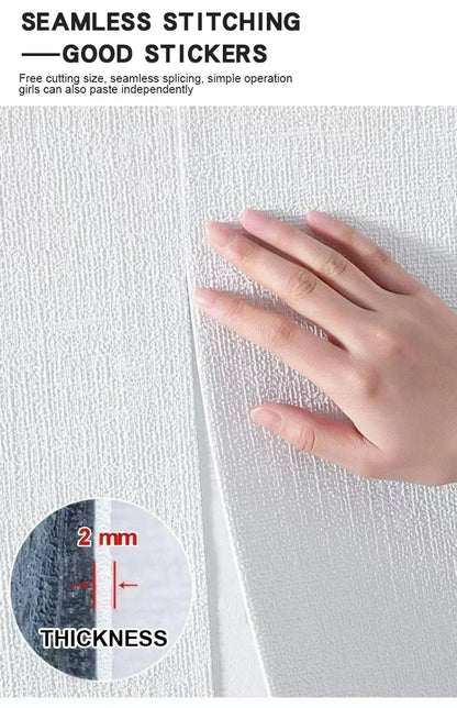 Self-Adhesive 3D Linen Foam Wall Sticker PVC Moisture-proof Wallpaper for Living Room Bedroom Bathroom Dormitory Home Decoration