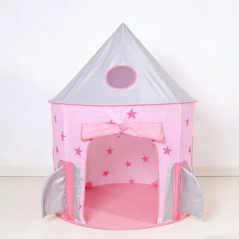 Pink Kids Tent with Tunnel & Ball Pit, Princess Play Tent for Girls, Indoor Outdoor Baby Ball Pit Playhouse with Basketball Hoop