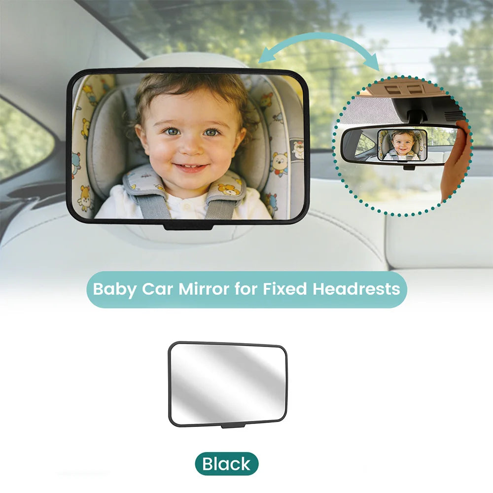 Baby Car Mirror, Shatterproof Rearview Safety Monitor for Infant, Universal Fit for Car Headrests with Non-Slip Strap