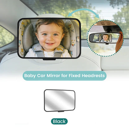 Baby Car Mirror, Shatterproof Rearview Safety Monitor for Infant, Universal Fit for Car Headrests with Non-Slip Strap