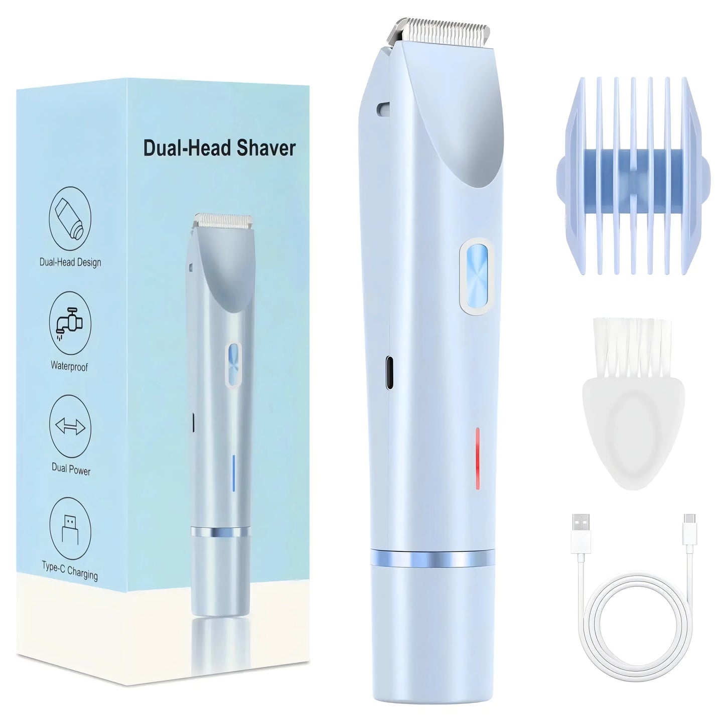 2 In 1 Women Electric Razors Bikini Trimmer Face Shavers Hair Removal for Underarms Legs Lady Body Trimmer Waterproof Painless