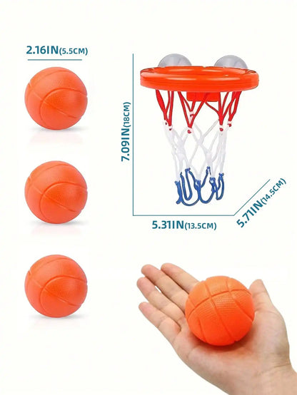 Toddler Bath Basketball Hoop Toy with 3 Soft Balls Strong Suction Cups Bathtub Shooting Game Birthday Gift for Boys Girls