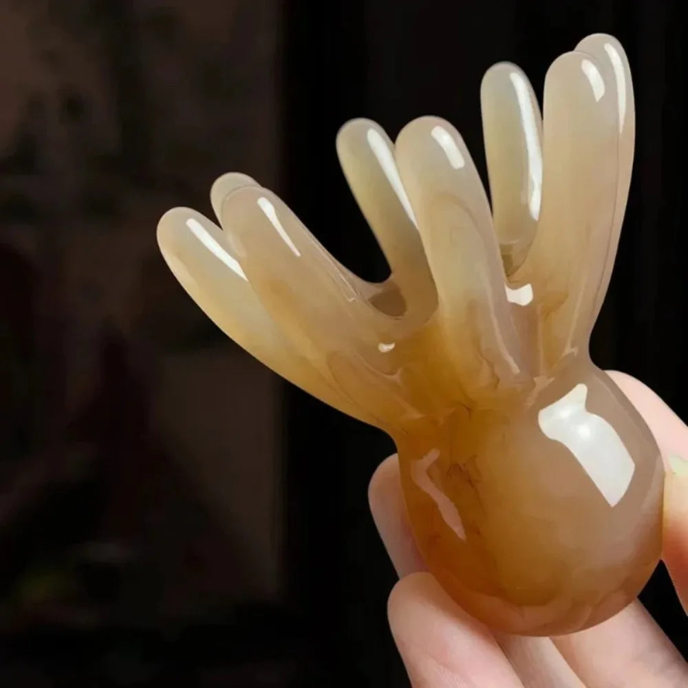 Octopus Massage Comb Resin Head Meridian Scraping Scalp Massage Brush Acupuncture SPA Gua Sha Massage Comb for Fatigue Relief