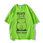 БЕСИТЕ CAT Funny Graphic T-shirt Men Russian Script Fashion Style Tee Shirt Short Sleeve Cotton Soft Tshirts Women