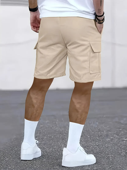 Men's work shorts; summer comfort; multi-pocket; outdoor leisure sport beach pants; elastic waistband