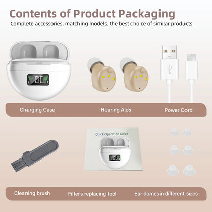 CIC Invisible Digital Hearing Aid, Rechargeable Hearing Amplifiers with Noise Canceling Invisible Amplifier